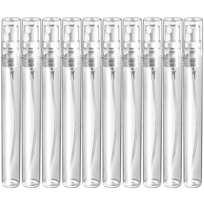 Picture of Fandamei Mini Spray Bottle, 10 Pack 10ml Mini Plastic Spray Bottle Empty, Fine Mist Refillable Mini Perfume Bottle, Perfume Atomizer, Small Empty Sample Containers, Plastic Portable Travel Bottle