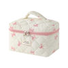 Picture of uekeboag Large Travel Quilted Makeup Bag for Women, Floral Cotton Cosmetic Bag, Coquette Aesthetic Floral Toiletry Organizer Bag(08Little Pink Bow