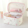 Picture of uekeboag Large Travel Quilted Makeup Bag for Women, Floral Cotton Cosmetic Bag, Coquette Aesthetic Floral Toiletry Organizer Bag(08Little Pink Bow