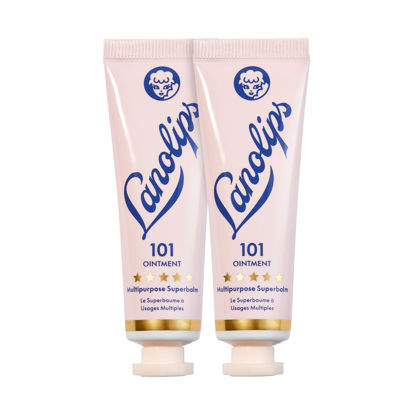 Picture of Lanolips 101 Ointment Multi-Balm Duo, Original Superbalm - Contains Pure Lanolin Oil for Smooth, Hydrated, & Healthy Lips - Natural Lip Balm for Dry Lips, Cuticles, & More (2-Pack, 0.52 oz each)
