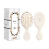 Picture of RHOS Mini Hair Brush for Women,Men and Kids-Travel Size Hair Brush for Purse,Pocket,backpack-Small Cushion Paddle Brush with Soft Bristles-Mini Detangler Brush for All Hair Types(1 Pack-Beige)