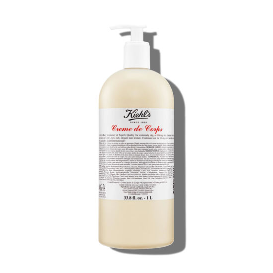 Picture of Kiehl's Creme de Corps, Rich, Luscious Body Lotion, with Cocoa Butter and Shea Butter for Fast Absorbing Hydration, Skin Feels Soft and Smooth, Suitable for All Skin Types - 33.8 fl oz /1 Liter Pump