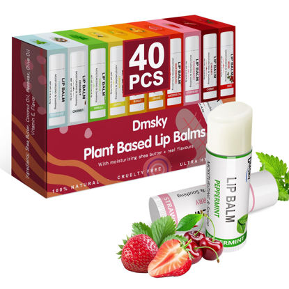 Picture of Dmsky Lip Balm Bulk, Fruit Lip Balm Variety Pack, Hydrating Lip Balm for Men Women Kids, 0.15 Oz, 40 count (Pack of 1)…