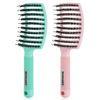 Picture of 2 Pack Detangling Brush Getting Knots Out without Pain Adds Shine and Makes Hair Smooth,Detangler Boar Bristle Hair Brush for Adult & Kids Wet or Dry Hair(Light Green&Pink)…