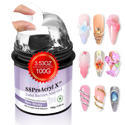 Picture of SAVILAND Solid Builder Nail Gel for Nails: Non-Sticky Sculpting Gel for Nails Art 100 g 3D Nail Gel VE Castor Oil Hard Gel for Nails Extension 3D Nail Art DIY Carving Patterns Decoration SSProAcryl X