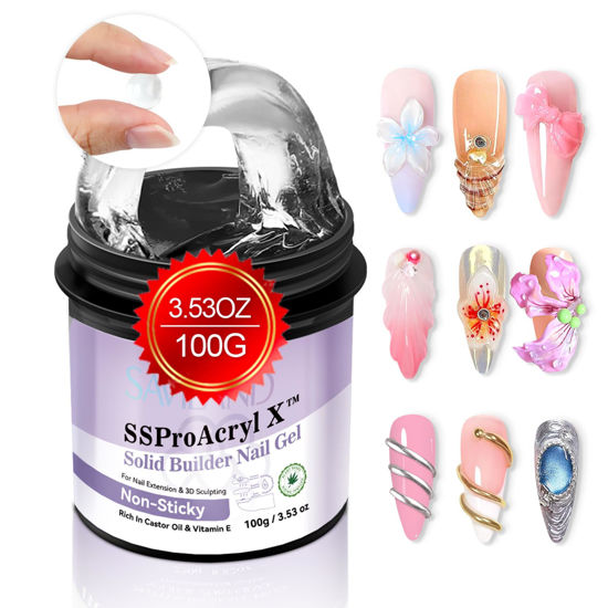 Picture of SAVILAND Solid Builder Nail Gel for Nails: Non-Sticky Sculpting Gel for Nails Art 100 g 3D Nail Gel VE Castor Oil Hard Gel for Nails Extension 3D Nail Art DIY Carving Patterns Decoration SSProAcryl X