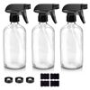Picture of Worldgsb Glass Spray Bottles, 16oz Clear Glass Spray Bottles with Labels & Adjustable Nozzle, Reusable Containers for Cleaning, BBQ, Food, Plants, Alcohol, Essential Oils(3 Pack)
