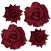Picture of Topbuti Rose Hair Clip Flower Hairpin Rose Brooch Floral Clips, 4 Pcs Fabric Rose Flowers Hair Clips Mexican Hair Flowers Pin up Headpieces for Woman Girl Wedding Party Mother's Day (Dark Red)
