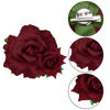 Picture of Topbuti Rose Hair Clip Flower Hairpin Rose Brooch Floral Clips, 4 Pcs Fabric Rose Flowers Hair Clips Mexican Hair Flowers Pin up Headpieces for Woman Girl Wedding Party Mother's Day (Dark Red)