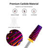 Picture of MelodySusie Professional 5 in 1 Nail Drill Bits, 3/32'' Carbide Tungsten Multi-function Bits, Suitable for Manicure Pedicure Cuticle Gel Polishing, Technicians Bits, Purple, Series Bit-M,Double Coarse