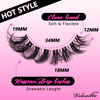 Picture of Veleasha Russian Strip Lashes Faux Mink Lashes Fluffy Eyelashes 7 Pairs 12-19mm Clear Band False Eyelashes Looks Like Eyelash Extensions D Curl Fake Eyelashes (DT01)