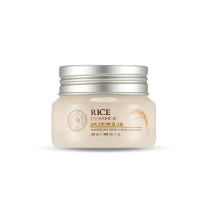 Picture of The Face Shop Rice Ceramide Moisturizing Cream - Rice Extract + Rice Bran Oil - Hydrating Targets Dryness, Brightening - Dermatologically Tested - Lightweight Moisturizer Face Cream - Korean Skin Care