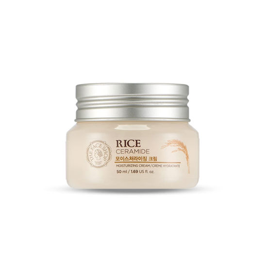 Picture of The Face Shop Rice Ceramide Moisturizing Cream - Rice Extract + Rice Bran Oil - Hydrating Targets Dryness, Brightening - Dermatologically Tested - Lightweight Moisturizer Face Cream - Korean Skin Care