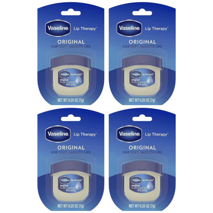 Picture of Vaseline Lip Therapy 4-Pack - Mini Lip Balm for Healing Dry Lips, Travel-Size Petroleum Jelly Lip Care, 0.25 Oz Each
