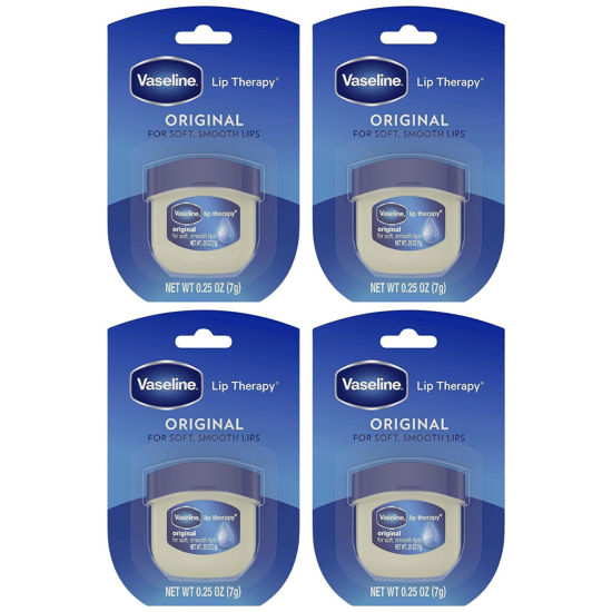 Picture of Vaseline Lip Therapy 4-Pack - Mini Lip Balm for Healing Dry Lips, Travel-Size Petroleum Jelly Lip Care, 0.25 Oz Each