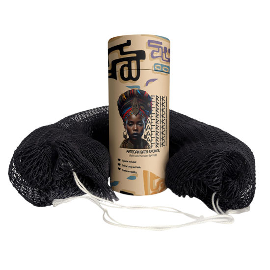 Picture of AFRIKI African Net Sponge, Authentic African Exfoliating Sponge, Black Owned, Back Scrubber, 45 inch Long for Normal to Sensitive Skin, for Daily use, Original Collection