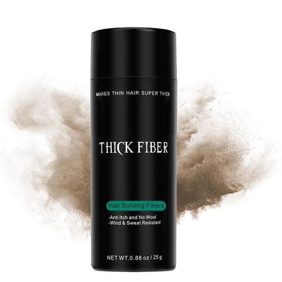Picture of THICK FIBER Hair Fibers for Thinning Hair & Bald spots (LIGHT BROWN) - 25g Bottle - Conceals Hair Loss in Seconds - Hair Powder for Women & Men
