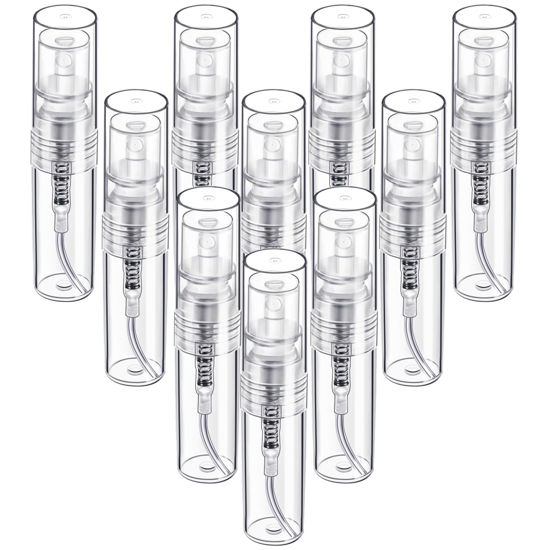 Picture of Fandamei Mini Spray Bottle, 10 Pack 2ml Mini Plastic Spray Bottle Empty, Fine Mist Refillable Mini Perfume Bottle, Small Perfume Spray Bottle, Tiny Plastic Portable Travel Bottle, Clear