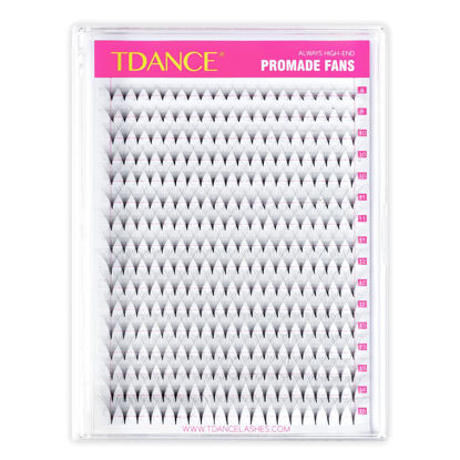 Picture of TDANCE Premade Fans Eyelash Extensions 320 Fans Pre Made Fans Lash Extensions Middle Stem Heat Bonded Premade Lash Fans Volume Lash Extensions(320-10D-0.05-D-13)