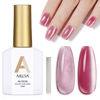 Picture of AILLSA Cat Eye Gel Nail Polish Pink Rose Glitter Crystal Gel Polish with Magnet, Nude Burgundy Sparkle Gel Nail Polish Reflective Translucent Jelly Color U V Magnetic Gel Salon DIY at Home 0.5 OZ GF20