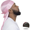 Picture of ForceWave Silky Durag for Men Wave Cap Satin Dorag for Men Women 360 Wave Pink
