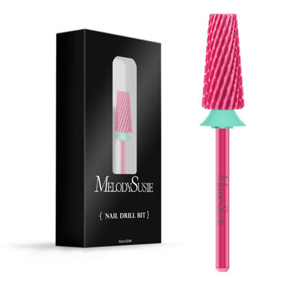 Picture of MelodySusie Professional 5 in 1 Nail Drill Bits, 3/32'' Carbide Tungsten Multi-function Bits, Suitable for Manicure Pedicure Cuticle Gel Polishing, Technicians Bits, Pink Blossom, Series Bit-M