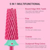 Picture of MelodySusie Professional 5 in 1 Nail Drill Bits, 3/32'' Carbide Tungsten Multi-function Bits, Suitable for Manicure Pedicure Cuticle Gel Polishing, Technicians Bits, Pink Blossom, Series Bit-M