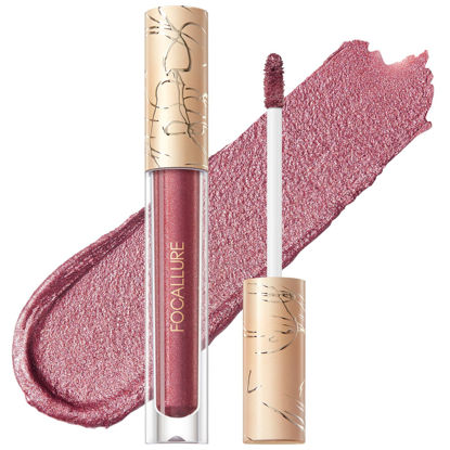 Picture of FOCALLURE Metallic Liquid Lipstick,Non Stick Cup Lip Gloss,High Impact Lip Color with Transfer-proof Wear,Long Lasting & Waterproof Lipstick Makeup for Women,Love Galore