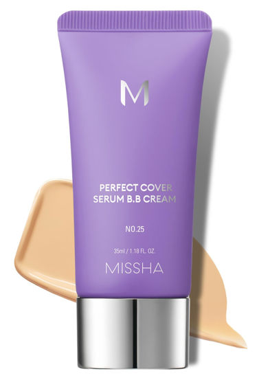 Picture of MISSHA M PERFECT COVER SERUM BB CREAM No.25 Warm Beige, Skin Care Foundation Makeup, Tinted Moisturizer, Superfood Complex, Buildable Coverage, Glass Skin, Paraben Free, 1.18 Fl oz