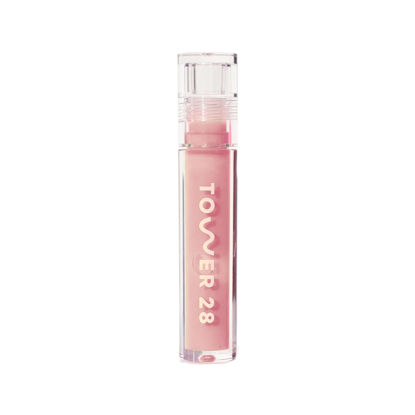 Picture of Tower 28 ShineOn Milky Lip Jelly, OAT, Non-Sticky, Hydrating Vegan Lip Gloss in Milky Peachy Pink, Apricot and Raspberry Seed Oil, Moisturizing, Clean, Cruelty Free