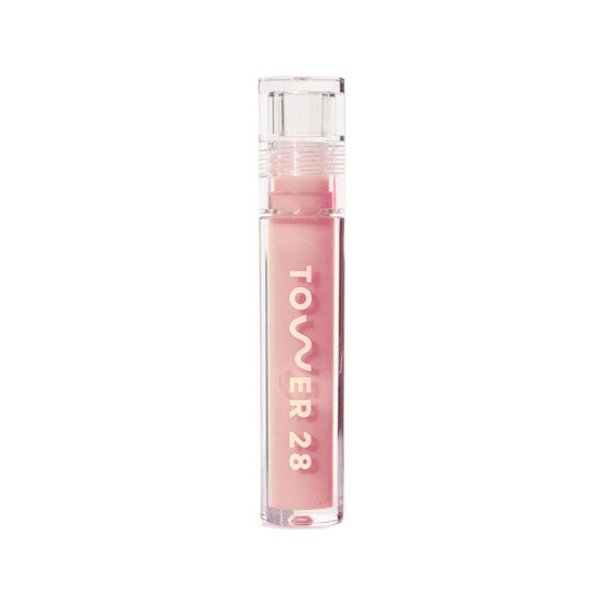 Picture of Tower 28 ShineOn Milky Lip Jelly, OAT, Non-Sticky, Hydrating Vegan Lip Gloss in Milky Peachy Pink, Apricot and Raspberry Seed Oil, Moisturizing, Clean, Cruelty Free