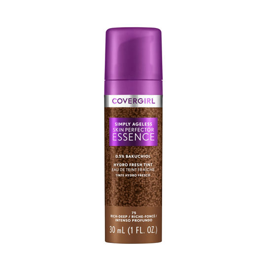 Picture of CoverGirl Simply Ageless, 75 Rich-Deep, Liquid Foundation, Lightweight Foundation, Skincare Makeup Hybrid, Vegan Formula, Healthy Glow, Foundation for Dry Skin, 1oz
