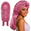 Picture of ROYBENS Long Bonnet Satin Hair Silk Bonnet for Sleeping Women, Silky Bonnets for Women with Tie Band, Sleep Cap for Braids Curly Hair