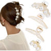 Picture of Mehayi 4 PCS Large Pearl Hair Claw Clips for Women Girls, Hair Barrette Clamps for Thick Thin Hair, Fashion Hair Accessories Headwear Styling Tools for Party Wedding