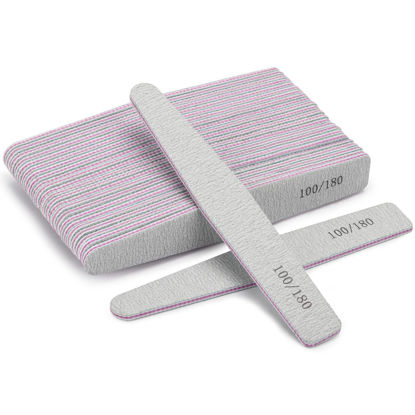 Picture of BTYMS 25 Pieces 100/180 Grit Nail Files for Acrylic Nails and Natural Nails, Reusable Emery Boards Coarse and Medium Grit Salon Grade Nail File