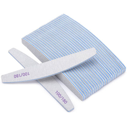 Picture of BTYMS 25 Pcs Nail Files for Acrylic Nails 100/180 Grit Limas Double Sided Emery Boards Professional Nail Tools