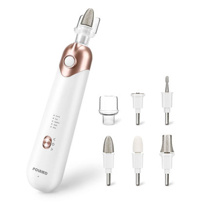 Picture of Professional Manicure Pedicure Kit, Electric Nail File Set, Cordless Electric Nail Drill Machine, 5 Speeds Hand Foot Care Tool for Nail Grind Trim Polish(White)