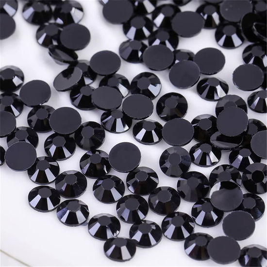 Picture of 1000 Pieces SS20 5mm Flatback Rhinestones Clear Glass Round Gems Crystals for Nail Art DIY Crafts Clothes Shoes Bags （Black）