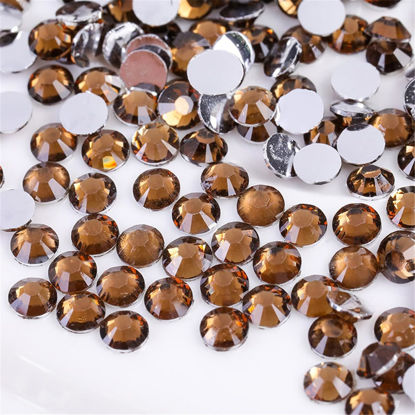 Picture of 1000 Pieces SS20 5mm Flatback Rhinestones Clear Glass Round Gems Crystals for Nail Art DIY Crafts Clothes Shoes Bags （Dark Coffee）