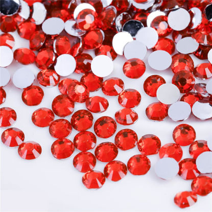 Picture of 1500 Pieces SS16 4mm Flatback Rhinestones Clear Glass Round Gems Crystals for Nail Art DIY Crafts Clothes Shoes Bags （Light Red）