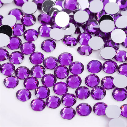 Picture of 500 Pieces SS30 6mm Flatback Rhinestones Clear Glass Round Gems Crystals for Nail Art DIY Crafts Clothes Shoes Bags （Purple）