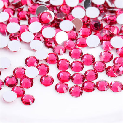 Picture of 1000 Pieces SS20 5mm Flatback Rhinestones Clear Glass Round Gems Crystals for Nail Art DIY Crafts Clothes Shoes Bags （Rose Red）