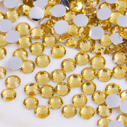 Picture of 1500 Pieces SS16 4mm Flatback Rhinestones Clear Glass Round Gems Crystals for Nail Art DIY Crafts Clothes Shoes Bags （Crystal Yellow）