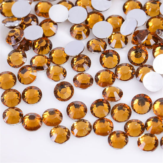 Picture of 1000 Pieces SS20 5mm Flatback Rhinestones Clear Glass Round Gems Crystals for Nail Art DIY Crafts Clothes Shoes Bags （Yellow Coffee）