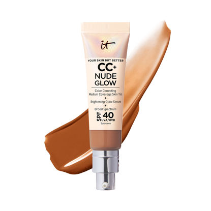 Picture of IT Cosmetics CC+ Nude Glow Lightweight Foundation + Glow Serum with SPF 40 - With Niacinamide, Hyaluronic Acid & Green Tea Extract - Rich Honey - 1.08 fl oz