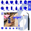 Picture of qiipii 2052Pcs Sapphire Blue Nail Art Rhinestones Kit Royal Blue Nail Charms Multi Shapes Crystal Flatback Rhinestones Big Gems + Round Beads Glass Stones Diamonds Jewels for Nails Faces Eyes Makeup