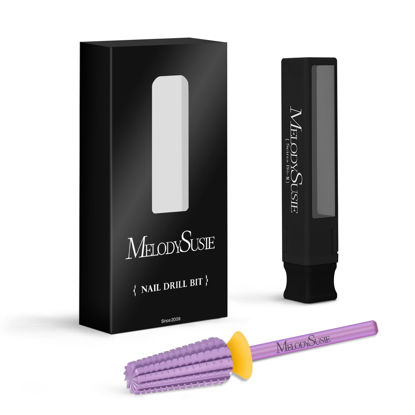 Picture of MelodySusie Super Cut Edition 5 in 1 Nail Drill Bits, 3/32'' Carbide Tungsten Multi-function Bits, Suitable for Manicure Pedicure Cuticle Gel Polishing, Purple, Series Bit-M, Double Coarse