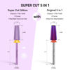 Picture of MelodySusie Super Cut Edition 5 in 1 Nail Drill Bits, 3/32'' Carbide Tungsten Multi-function Bits, Suitable for Manicure Pedicure Cuticle Gel Polishing, Purple, Series Bit-M, Double Coarse