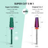 Picture of MelodySusie Super Cut Edition 5 in 1 Nail Drill Bits, 3/32'' Carbide Tungsten Multi-function Bits, Suitable for Manicure Pedicure Cuticle Gel Polishing, Green, Series Bit-M, 3XC