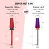 Picture of MelodySusie Super Cut Edition 5 in 1 Nail Drill Bits, 3/32'' Carbide Tungsten Multi-function Bits, Suitable for Manicure Pedicure Cuticle Gel Polishing, Red, Series Bit-M, Extra Coarse